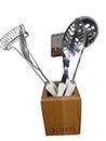 CUTCO White (Pearl) Model 1718 5-pc Kitchen Tool Set with Holder ........Includes #1716 Slotted Turner, #1712 Basting Spoon, #1715 Ladle, #1714 Mix-Stir and #1711 Oak Kitchen Tool Holder
