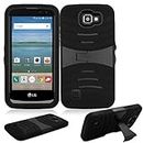 Phone Case for Straight Talk LG Rebel 4g LTE (Tracfone) / LG Optimus Zone 3 4G LTE / LG K4 4g LTE (Verizon Wireless)/ LG Spree ( Cricket Wireless ) Rugged Heavy Duty Armo Cover Black Stand