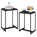 Nightstands Set of 2 End Table for Living Room Black Narrow Side Table Coffee Table with Shelf for Bedroom Living Room, Sofa Couch, Balcony, Easy Assembly, 2 Pack (Black)