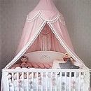 Bed Canopy Round Dome, Chiffon Mosquito Net Indoor Outdoor Playing Reading Tent Bedroom Decoration for Baby Kids Room (Pink)