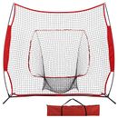 7'×7' Softball Baseball Practice Net Hitting Batting Net Bow Frame with Bag