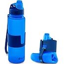 (Vibrant Blue) - Nomader Collapsible Water Bottle - Leak Proof Twist Cap - BPA Free, 650ml