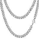 Stainless Steel Cuban Link Chain Necklace Trendy Women Men Jewelry Layering 6mm Curb Chain Necklaces