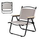 STAR WORK Alloy Steel Portable Foldable Chair Outdoor Furniture Compact Chair Aluminum With Armrests For Travel Camping/Fishing Picnic/Ultralight Low Beach Concert Camping Folding Chair Khakhi, Medium
