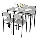PULUOMIS Dining Table and Chairs Set 4, Breakfast Dining Table and 4 Chairs 5 Piece Dining Room Set, Modern Design for Kitchen Home Bistro Patio Garden, Grey