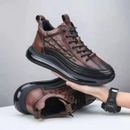 New Men's Soft Leather Cowhide Crocodile Print Sneakers Comfortable Shoes