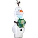 Gemmy Christmas Airblown Inflatable Olaf Holding Present 5.5Ft Tall. Indoor/Outdoor Holiday Decoration