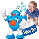 hahaland Baby Toys 12-18 Months Development - Baby Walking Robot Toys with Musical & Light, Toddler Toys for 1 Year Old Boys Girls, Baby Gifts for 1 Year Old Boys Girls