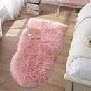 CottonFry Soft Fluffy Shaggy Area Rug Faux Fur Rug Chair Cover Seat Pad Fuzzy Area Rug for Bedroom Floor Sofa Living Room (Light Pink Arc, 30x30)