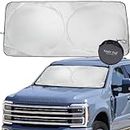 Kinder Fluff Car Windshield Sun Shade with Storage Pouch | The only Certified Foldable Sunshade Proven to Block 99.87% UV Rays | Sun Heat Protection & Car Interior Cooler Accessories (XLarge)