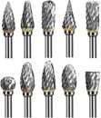 Tungsten Carbide Rotary Burr Bit Set 1/8" Cutting Carving Burrs for Dremel Tool