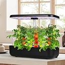 Lambu Hydroponics Growing System 12 Pots Indoor Garden with LED Grow Light,Smart Home Gardening Plants Automatic Timer Germination Kit with 3.5L Tank Water Pump,19-48cm Growing Height Adjustable Black