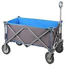 PORTAL Collapsible Folding Wagon, Foldable Wagon Cart with Wheels & Removable Canvas Fabric, Utility Grocery Wagon for Camping, Shopping, Sports, Apartment