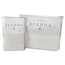 Sferra Estate Collection - 100% Long-Staple 200 Thread Count Cotton Percale with Sateen Appliqué - Cooling, Soft, and Breathable Bed Linens, 4pc Queen Sheet Set, White/White