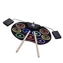 Electronic Drum Set, Compact Size Drum Set, Electronic Drum Kit, 9 Silicon Drum Pads USB/Battery Powered with Drumsticks Foot Pedals for Children drum pad kit