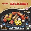Gas O Grill Aluminum Non-Stick Smokeless Indoor Tandoor Gas Grill Cook Top BBQ GasoGrill, BY STEEMO 14 inches Jumbo