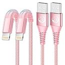 Aioneus iPhone Charger Cable 1+2M 2Pack, MFi Certified Lightning Cable Braided iPhone Charging Cable Apple Charger USB Fast Charging Cord for iPhone 14 13 12 11 Pro Max XR XS 10 8 7 Plus 6s SE, iPad