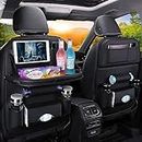 Aokilom 2 PCS Car Back Seat Organiser Universal Car Seat Organiser Kick Mats with Foldable Tablet Holder and Multi Pockets for Kids Baby Family Trip Travel