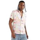 Campus Sutra Men's Pink Geometric Floral Block Shirt for Casual Wear | Made with Eco-Liva Fabric | Spread Collar | Short Sleeve | Button Closure | Shirt Crafted with Comfort Fit for Everyday Wear