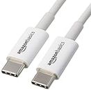 Amazon Basics Cable de carga rápida, USB-C a USB-C 2.0, 480 Mb/s, certificado USB-IF, para Apple iPhone 15, iPad, Samsung Galaxy, tabletas, portátiles, 1.8 m, Blanco