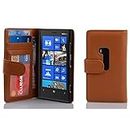 Cadorabo Book Case Compatible with Nokia Lumia 920 in Cognac Brown - with Magnetic Closure and 3 Card Slots - Wallet Etui Cover Pouch PU Leather Flip