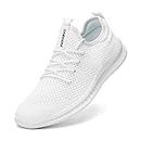 FUJEAK Women Walking Shoes Fashion Sneakers Athletic Casual Road Running Breathable WorkoutGym Tennis Lace Up Comfortable Lightweight Shoes White