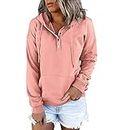 OSFVNOXV Zip up Hooded Drawstring Hoodies For Womens 2023 Long Sleeve Loose Fit Sweatshirts Fall Winter Casual Pullover Tops, A#017_pink, XX-Large