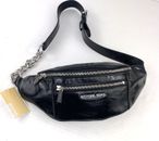 Michael Kors Mott Belt Sling Bag Fanny Pack Medium Waistpack Black Leather B2V