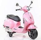 SHAKYA WORLD Vespa 12v Battery Operated Rechargeable Ride On Scooter with Foot Accelerator for Kids, 2 to 6 Years, Pink