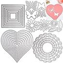 DailyTreasures 5 Set Cutting Dies Stencil, 32Pcs Metal Template Moulds Multi-Shape DIY Craft Embossing Tools for Album Scrapbooking Art & Mother's Day Card Making(Heart/Square/Round/Butterfly/Flower)