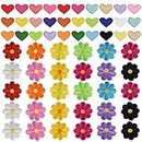 Lystaii 60pcs Iron On Patches Cute Mini Heart Iron-on sew-on Patches Flower Embroidered Applique Decoration Patches for Clothing Jackets Backpacks Jeans Hats Bags Multi-Colored DIY Accessory