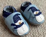 ROBEEZ Cuero Bebé Niño 0-6 Meses Azul Nieve Suela Suave Sin Cordones Zapatos