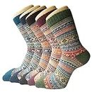 Pack of 5 Womens Thick Knit Warm Casual Wool Crew Winter Socks, Mixed Colors 4, Size 5 to 10