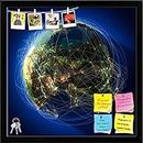 ArtzFolio Highly Detailed Planet Earth | Bulletin Board Notice Pin Board | Vision Soft Board Combo with Thumb Push Pins & Sticky Notes | Black Frame | 16 x 16 inch (41 x 41 cms)