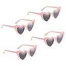 SKHAOVS 4 Pack Vintage Heart Shaped Sunglasses for Women, Heart Shaped Sunglasses,Love Glasses Fashion Cat Eye Retro Eyeglasses for Girls Women Shopping Travelling Party Outdoor (pink)