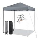Tangkula 6.6x6.6 Ft Pop Up Canopy, 1 Person Instant Setup Canopy Tent with Center Lock, UPF 50+ Sun Protection, 8 Stakes, 4 Ropes, Portable Outdoor Canopy with Carrying Bag for Camp, Beach, Patio (Gray)