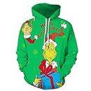 Carprinass Unisex Funny Christmas Eve Green Grinch Printed Hoodies Sweatshirts M