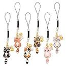 OLYCRAFT 6Pcs Cat Charm for Mobile Phone Japanese Style Cat Phone Charm Alloy Cat Flower with Small Bell Charms Cellphone Strap Pendant for Backpack Wallet Keychain Pendant Accessories