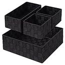Posprica Woven Storage Baskets for Organizing, Small Black Baskets Cube Bin Container Tote Organizer Divider for Drawer, Closet, Shelf, Dresser, Set of 4