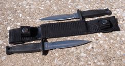 Double Edge Knife Spear Point Tactical Horizontal Carry Sheath Full Tang 7"
