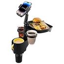 Car Cup Holder Tray - Adjustable Car Cup Holder Phone Mount with Food Tray 5 in 1 Swivel Expander for All Purpose, Automotive Extender Accessories Gifts for Auto Trucker Road Trip