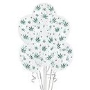 Marijuana Balloons PartyTex 11in Premium Crystal Clear with All-Over Print Green Marijuana Leaves Pkg/100