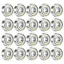 20PCS Skateboard Bearings, 608ZZ Double Shielded Ball Bearings, Small Bearing Replacement Parts for Longboard Roller Skates (Silver)