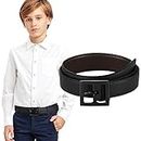 Monopa Reversible Kids Belts for Boys - Brown and Black Leather Belt for School Uniform Casual Jeans (80cm,Black)