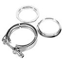 3 Inch Stainless Steel Exhaust V-Band Clamp with 2 Flange Kit Turbo Exhaust Downpipe