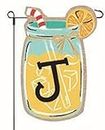 JEC Home Goods Home Garden Flags Monogram Lemonade Mason Jar Burlap Summer Garden Flag 12.5 x 18 (Letter J)