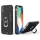 Zapcase Back Case Cover for iPhone X | Shock Proof Case for iPhone X with Camera Protection (Amor | Hybrid PC+TPU | Full Protection with Ring Holder Kickstand | Black)