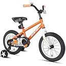 JOYSTAR 18 Inch Pluto Kids Bike with Training Wheels for Ages 6 7 8 9 Year Old Boys Girls Junior Children BMX Bicycle Orange