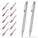 Glieskir 2 Pack Tungsten Carbide Scriber with Magnet,with Extra 10 Replacement Marking Tip,Etching Engraving Pen for Glass/Ceramics/Metal Sheet