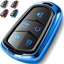 COMPONALL Key Fob Cover for Cadillac, Key Fob Case for 2015-2019 Cadillac Escalade CTS SRX XT5 ATS STS CT6 5-Buttons Soft TPU 360 Degree Full Protection Blue